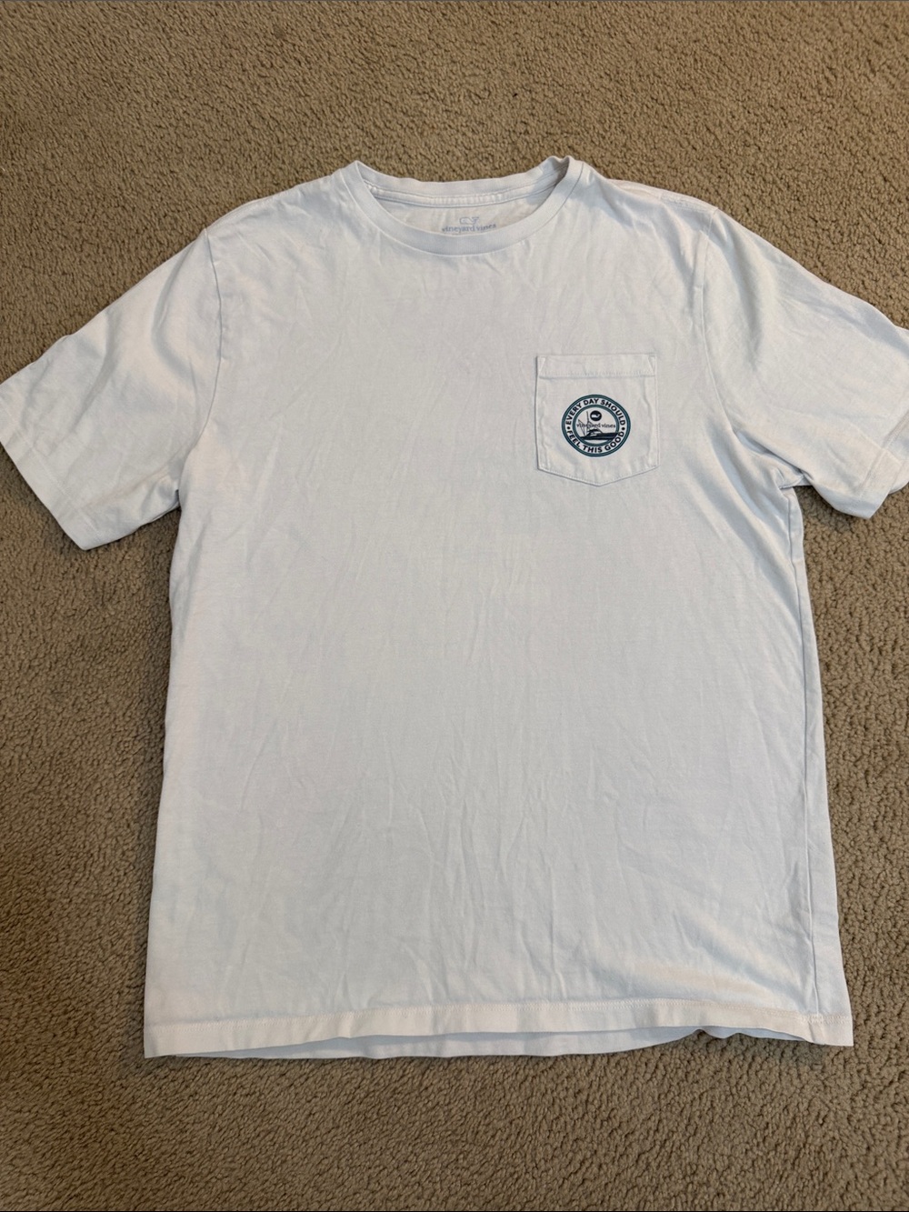 Vineyard Vines White Short-Sleeve Pocket Tee with Navy Logo